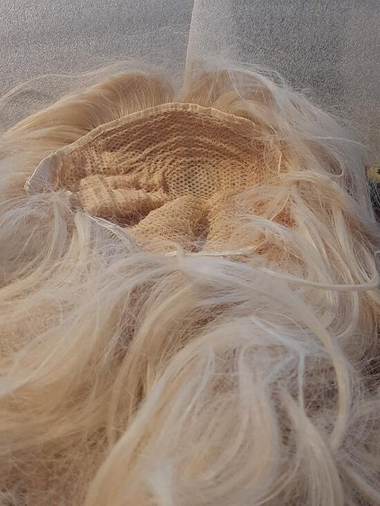 NEW ! Women 24 Inch Long Hair Curly Wig Light Blonde